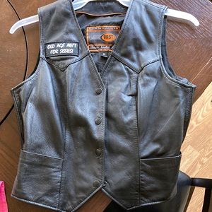 Leather vest with patches